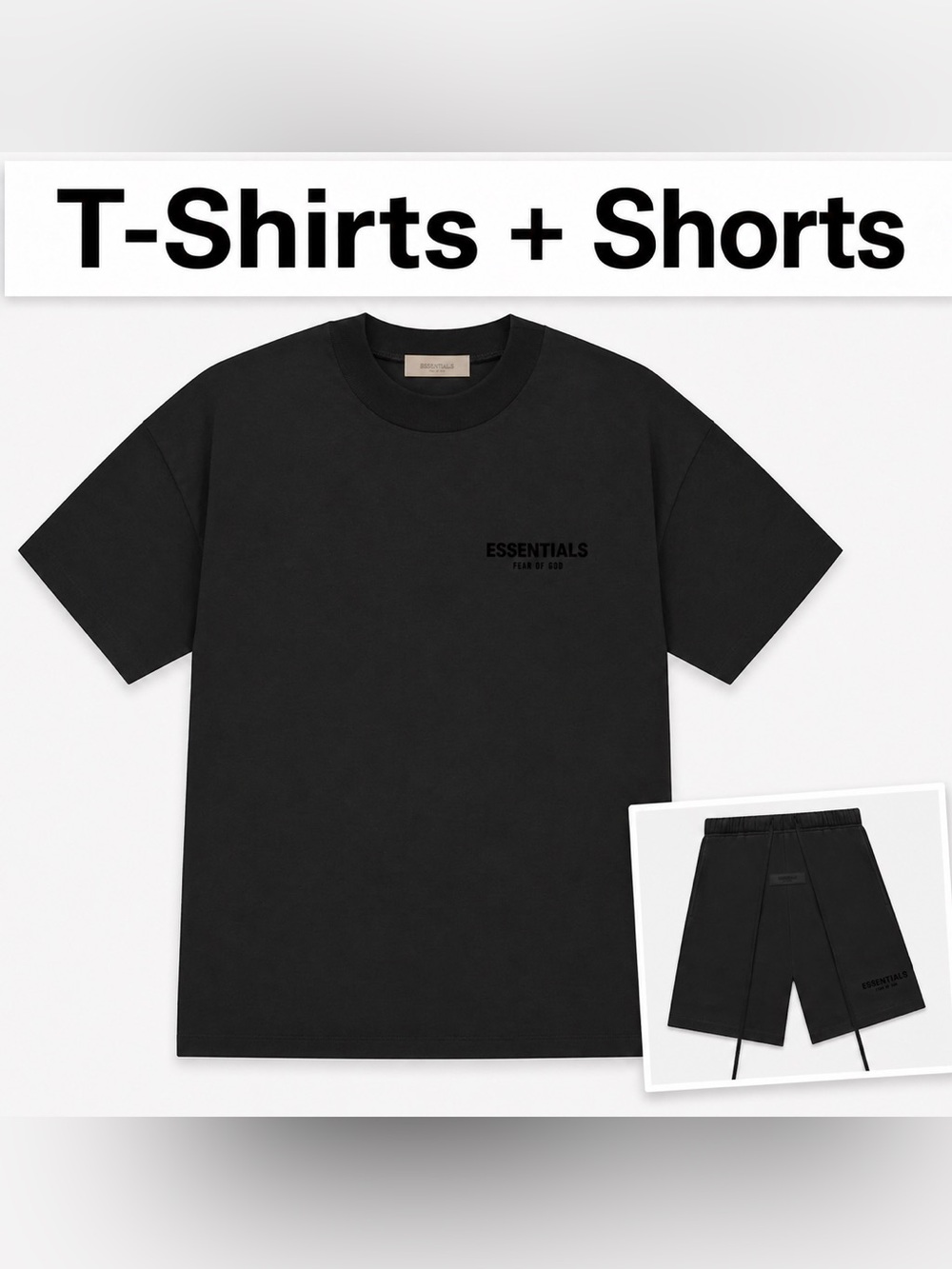 Essentials Fear of God T-shirt + shorts Set Stretch limo black set NWT all sizes